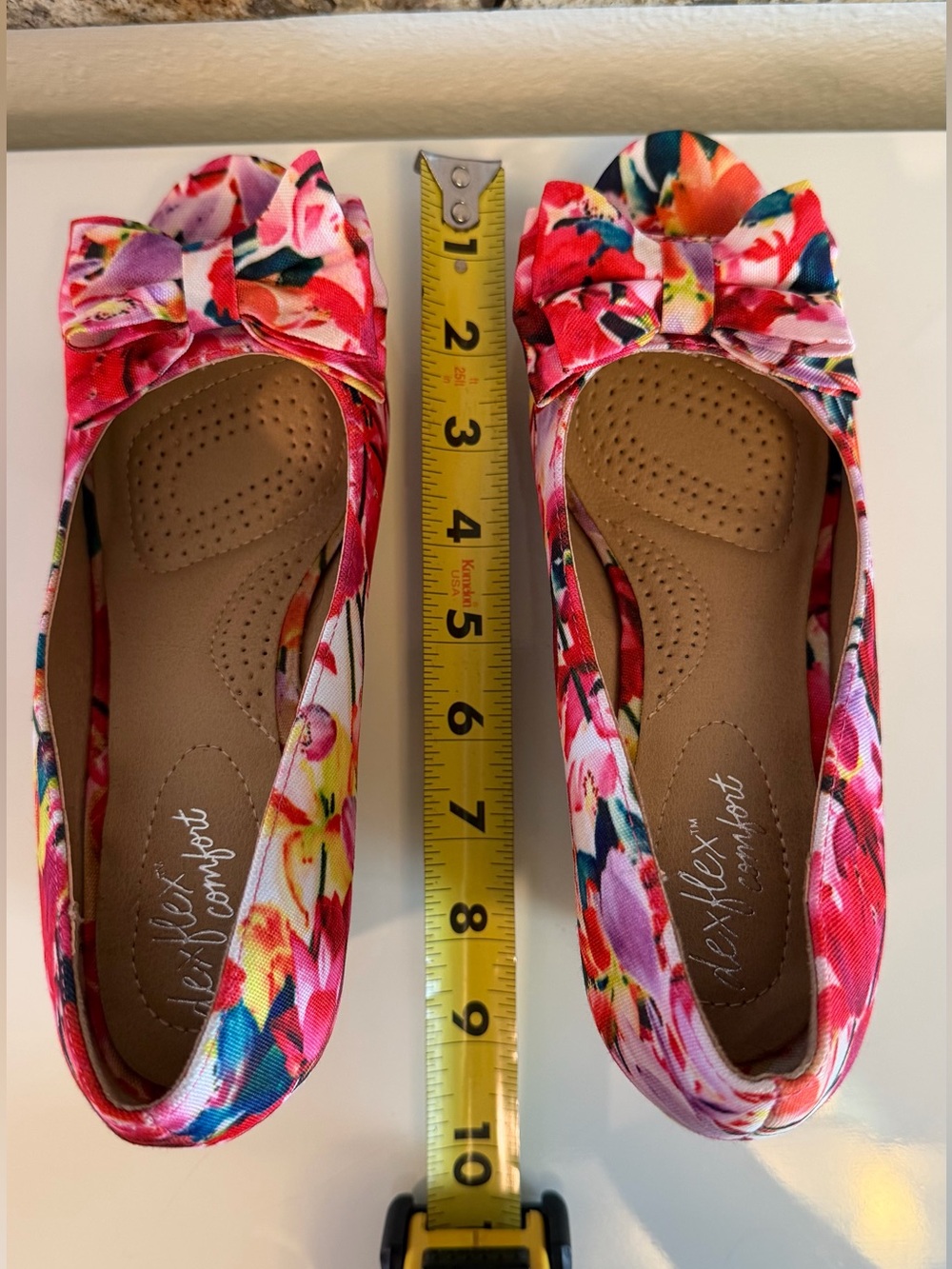 Dexflex comfort Floral Bow Peep-Toe Wedge Heels - Pink Multi - Picture 5 of 6